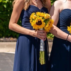 Navy Strapless Dress